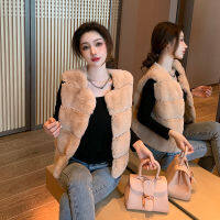 Faux Fur Vest ผู้หญิงฤดูใบไม้ร่วงและฤดูหนาวใหม่ด้านนอกสวมใส่หลวมอารมณ์สั้นเสื้อแขนกุด Women