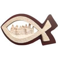 Last Supper Christmas Decor Resin and Wood Fish-Shaped Religious Gift Christmas Ornaments Christmas Decorations Durable Religious Ornaments for Home and Church pretty well