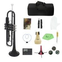 Bb B Flat Trumpet Brass with Mouthpiece Carry Bag Tuner Mute Trumpet Stand Gloves Cleaning Tools Wind Instrument