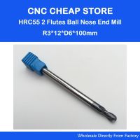 2pc 6mm NANO เคลือบ 2 สองขลุ่ยจมูกบอล HRC55 R3.0mm ความยาวพิเศษยาว 100 มม. ทังสเตนคาร์ไบด์ end mill bit CNC milling cutter