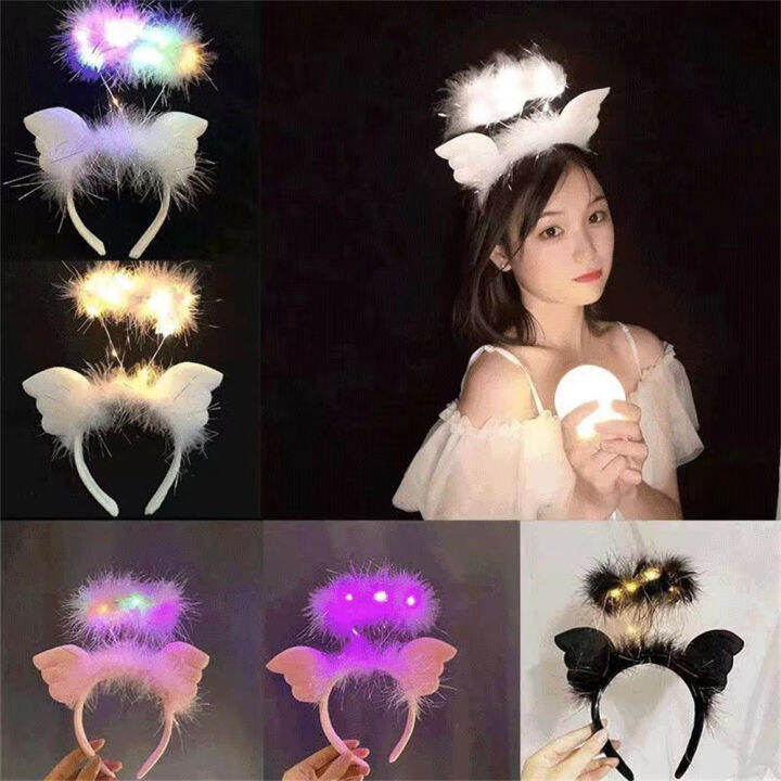 anime-cosplay-hair-accessory-feather-glowing-headpiece-fairy-hair-hoop-glowing-headband-angel-wings-headband