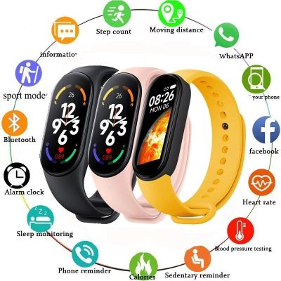 ◐ Smart Band Bluetooth Fitness Tracker Smart Watch Heart Rate Smartband Sport Waterproof Smartwatch for Women Men for Android IOS