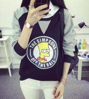 เสื้อแฟชั่น คอกลม แขนยา บุกันหนาว ลาย The Simpsons 8057