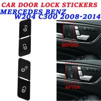 【สหรัฐอเมริกาStock】 4 ชิ้น/เซ็ตรถประตูล็อคสติกเกอร์ติดสวิทช์ซ่อมสำหรับMercedes Benz W204 C300 2008-2014