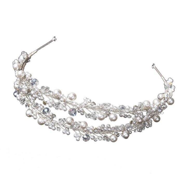 Coordinate Luxury Handmade Baroque Tiara Headband Rhinestone Pearl