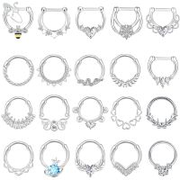 ZS 1PC 16G Snake Copper Nose Rings Crystal Bee Septum Clicker Silver Gold Color Heart Ear Helix Diath Tragus Piercings 10mm Body jewellery