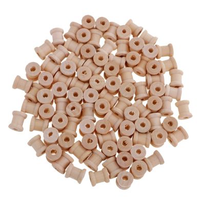 100pcs Vintage Natural Wooden Spools Floss Tread Bobbin Embroidery Floss DIY Cross Stitch Organizer Holder Sewing Tools Needlework