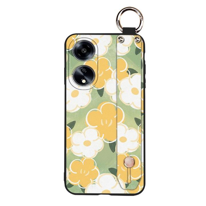 silicone-lanyard-phone-case-for-oppo-a1-5g-waterproof-original-ring-sunflower-dirt-resistant-soft-case-wrist-strap-cute