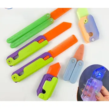 1 Luminous Radish Knife 3d Gravity Radish Knife Push Brand Small Carrot  Comb Will Light Up New Decompression Toy