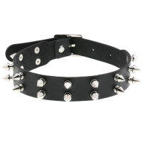 Spiked หนัง Choker Collar สำหรับสาว Goth สร้อยคอสีดำ Punk Choker Egirl Gothic อุปกรณ์เสริม