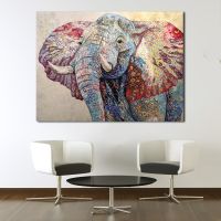 Elephant Paintings On Canvas Animal Picture Colorful Modern Home Decor Wall Pictures For Living Room No Frame Art