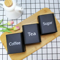 3 Pcs Kitchen Storage Canister Set Coffee Sugar Tea Jars Round Square Tea Biscuit Storage Tank With Bamboo Lid White Black