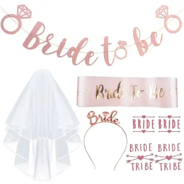 Bachelorette Party Veil, White Veil With Gold 'bride To Be' Lettering