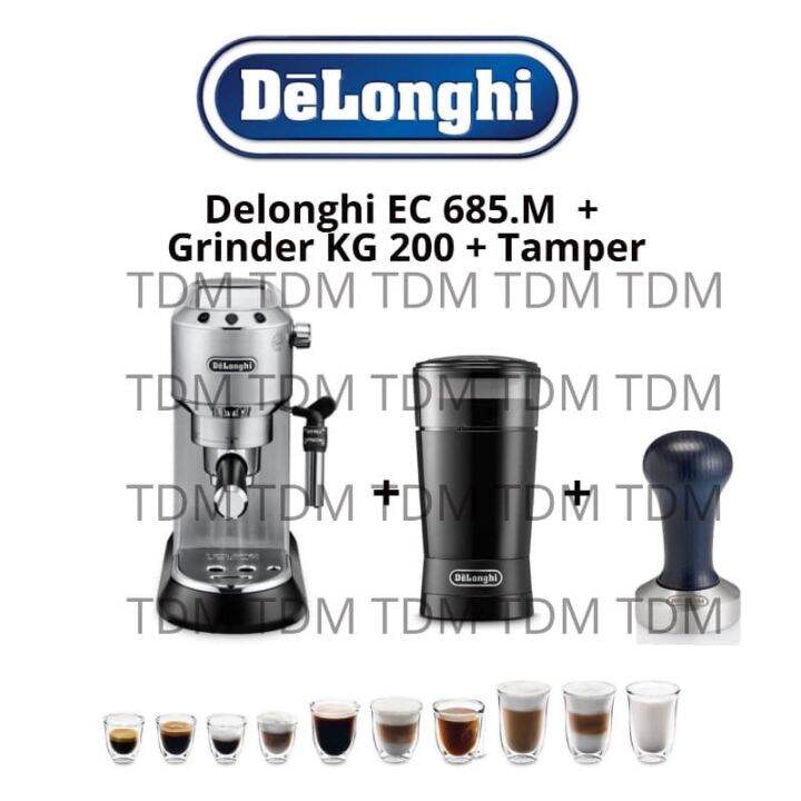 Bundling Mesin Kopi Delonghi EC 685M + Grinder KG 200 + Tamper Lazada