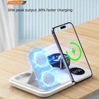 2023 5 In 1 LED Wireless Charger Dock For Apple Watch 8/7/6 Galaxy Watch 5 4 3 Airpods Fast Charging Station For Iphone Samsung