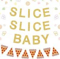 JOYMEMO พิซซ่าแบนเนอร์ตกแต่ง,Slice Slice เด็กแบนเนอร์ทองสีแดง Glitter,พิซซ่า Garland,พิซซ่า Baby Shower Birthday Party Supplies