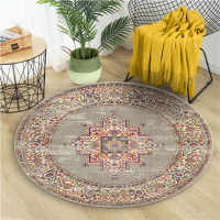 Persian Style Round Vintage Rug Ethnic Car Bedroom Anti-slip Chair Mat Bedside Rug Women Room Decoration Area Rug Home