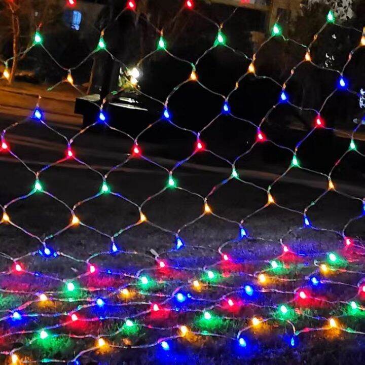 ไฟตกแต่ง-led-ไฟประดับ-ไฟม่านรูปแบบตาข่าย3x2m-ไฟกระพริบ-ไฟคริสต์มาส-9สี-ปีใหม่-แบบเสียบไฟ-กันน้ำใช้กลางแจ้ง-ไฟหน้าร้านหน้าต่าง