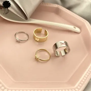 Gold Color Butterfly Rings For Women Men Lover Couple Ring Set