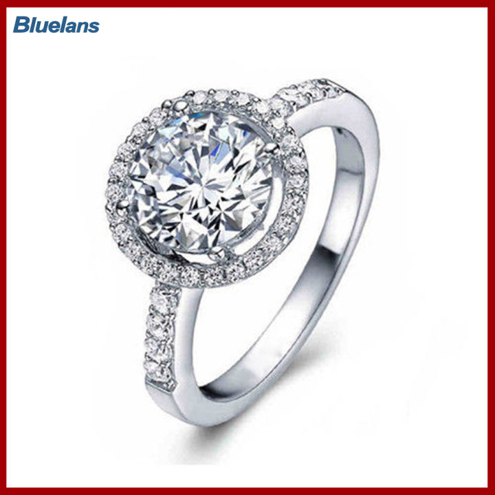 bluelans-แหวนแต่งงานเครื่องประดับเพชรสังเคราะห์ชุบเงินทันสมัยหญิงขนาด5-9