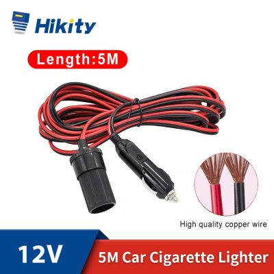 Hikity 5M Car Cigarette Lighter 12V Extension Cable Adapter Socket Charger Lead Car Socket Power Adapter