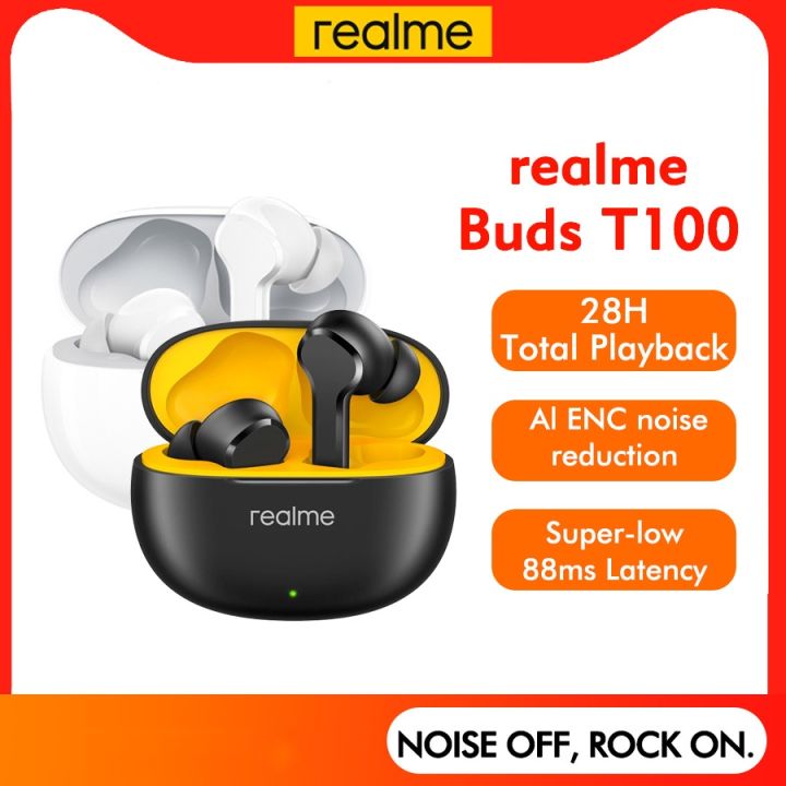 Realme TechLife Buds T100 Bluetooth Wireless Headphones Long Battery ...