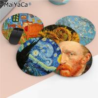 ♠☽﹍ Van Gogh Animation Round Cabinet Gaming Laptop Computer Desk Mat Office Notbook Mouse Pad Mouse Mat Padmouse Desk Play Mats