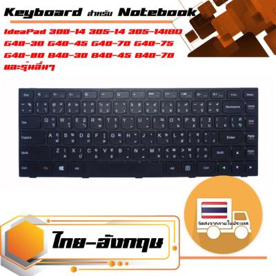 สินค้าคุณสมบัติเทียบเท่า คีย์บอร์ด เลอโนโว - Lenovo keyboard (ไทย-อังกฤษ, สีดำ) สำหรับรุ่น IdeaPad 300-14 305-14 305-14IBD , G40-30 G40-45 G40-70 G40-75 G40-80 B40-30 B40-45 B40-70 B40-80 Z40-70 Z40-75 G4030 G4045 G4070 G4075 G4080 B4030 B4045 B4070 Z4070