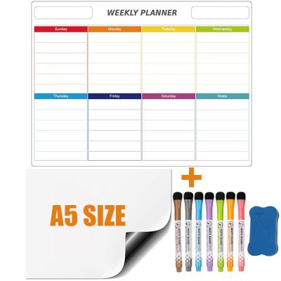 Magnetic Soft Whiteboard Weekly Planner Calendar 2021 Refrigerator Stickers for Wall Kids Message Teaching Memo Erasable Markers