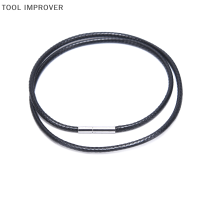 TOOL IMPROVER Black WAX สายหนังสแตนเลสมือหมุนสร้อยคอ Choker ROPE Jewelry