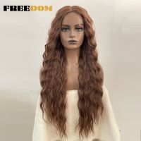 FREEDOM Synthetic Lace Wigs Ombre Blonde Ginger Long Deep Wavy Wigs Heat Resistant Synthetic Wigs For Black Women Cosplay Wigs Wig  Hair Extensions Pa