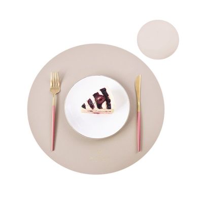 【CC】ↂ﹍  Inyahome Round Leather Placemats for Dining Faux Large Mats and Small Coasters of
