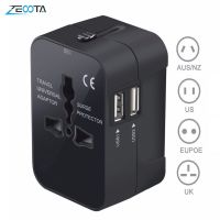 【LZ】┅❈  Universal Tudo em Um Carregador Plugue AC Adaptador com Portas de Carregamento Dual USB Parede de Viagem Em todo o mundo EUA UE Reino Unido AU