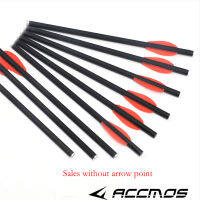 6ชิ้น OD8mm ID6mm ผสมธนูคาร์บอน10in 2ชิ้นขนนกแบน Nock Arrow Bolt (โดยไม่มีจุดลูกศร)