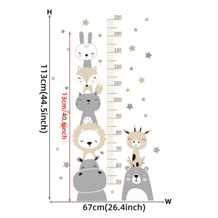 room-decoration-kids-stickers-height-measurement-home-decor-cartoon-animals-wall-sticker-baby