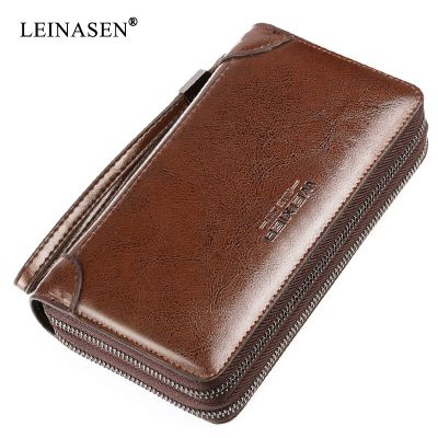 （Layor wallet）  New Men Wallets Leather Men Bags Clutch Bags Koffer Wallet Leather Long Wallet With Coin Pocket Zipper Men Purse