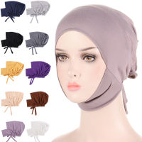 ภายในฮิญาบหมวกมุสลิมยืดผูกกลับย์หมวกอิสลาม Underscarf Bonnet หญิงผ้าคลุมศีรษะเช่นที่คาดผมอาหรับผ้าโพกหัว Mujer ปรับ