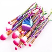 7/8/10/11/15/16PCS Mermaid Makeup Brushes Set Foundation Blending Powder Eyeshadow Blush Cosmetic Beauty Fish Tail Brush Tool Makeup Brushes Sets