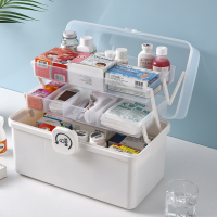 Portable First Aid Container Clear Plastic Medicine Storage Box Large Capacity Family Emergency Kit Storage Organizer