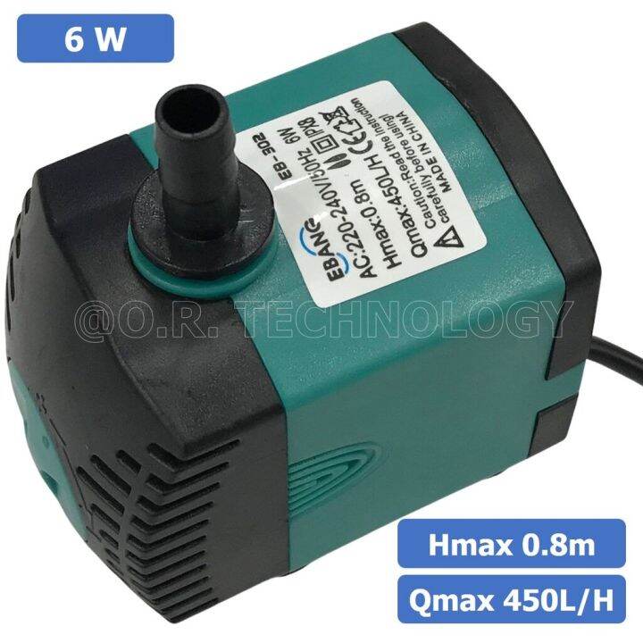 1ชิ้น-eb-302-ปั๊มน้ำ-ปั๊มแช่-พร้อมปลั๊กเสียบ-220vac-6w-water-pump-submersible-pump-ebang-hmax-0-8m-qmax-450l-h