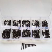 300pcs M2 Phillips Round Head Self Tapping Screw Bolt Assortment Kit Set Black Screw Nut Drivers