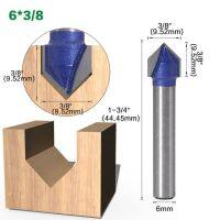 1Pc 6Mm ก้านเครื่องตัดมิลลิ่ง90 Degree V บิทกรู๊ฟ1/4 "5/16" 3/8 "1/2" เครื่องแกะสลักตะใบเล็บเครื่องตัดมิลลิ่งที่ตัดงานไม้