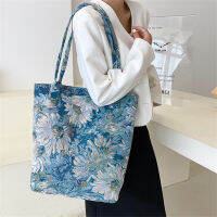 2022 Summer Womens Canvas Handbags Sunflower Printing Large Capacity Literary Retro Shoulder Bag Casual Beach Canvas Tote Bag