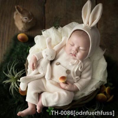 ▧✧ Fato para bebé Chapéu de coelho Macacão bonito Lua cheia Adereços fotográficos Roupa brinquedo Estúdio dias