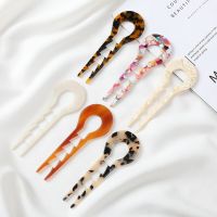 Women Hair Accessories Fashion Colourful Plaid Hair Sticks U Shape Wave ​hairpin For Teen Girls For Long Hair