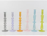 Decorative Candle Holders Living Room Candle Decor Transparent Candle Holders Colorful Candleware Glass Candle Holder Set