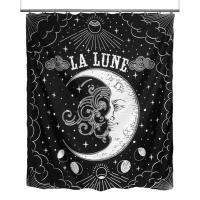 Yingke หนูน้อย La Lune Wchy Tarot ม่านอาบน้ำดวงจันทร์สีดำสีขาวผ้าโพลีเอสเตอร์กันน้ำตกแต่งห้องน้ำ