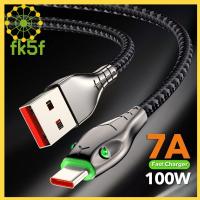 FK5F 100W USB Type A To Type C สาย Braided 7A Type C ทนทานสายข้อมูลซิงค์อัลลอย Type C สายชาร์จสำหรับเร็ว Sumsung/ HUAWEI