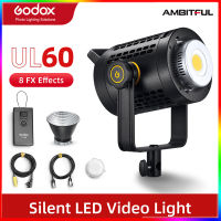 Godox UL60 UL-600 60W 5600K อุณหภูมิสีเงียบ Bowens Mount LED รีโมทควบคุมไฟและ App สนับสนุน