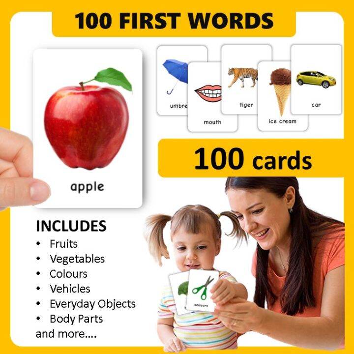 100 First Words Flash Cards For Kids English Flashcards Vocabulary